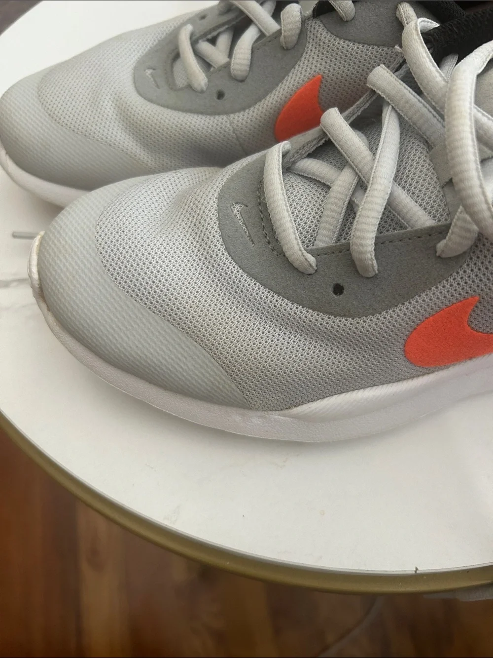 Nike Air Kids Grey Sneakers with Orange Swoosh